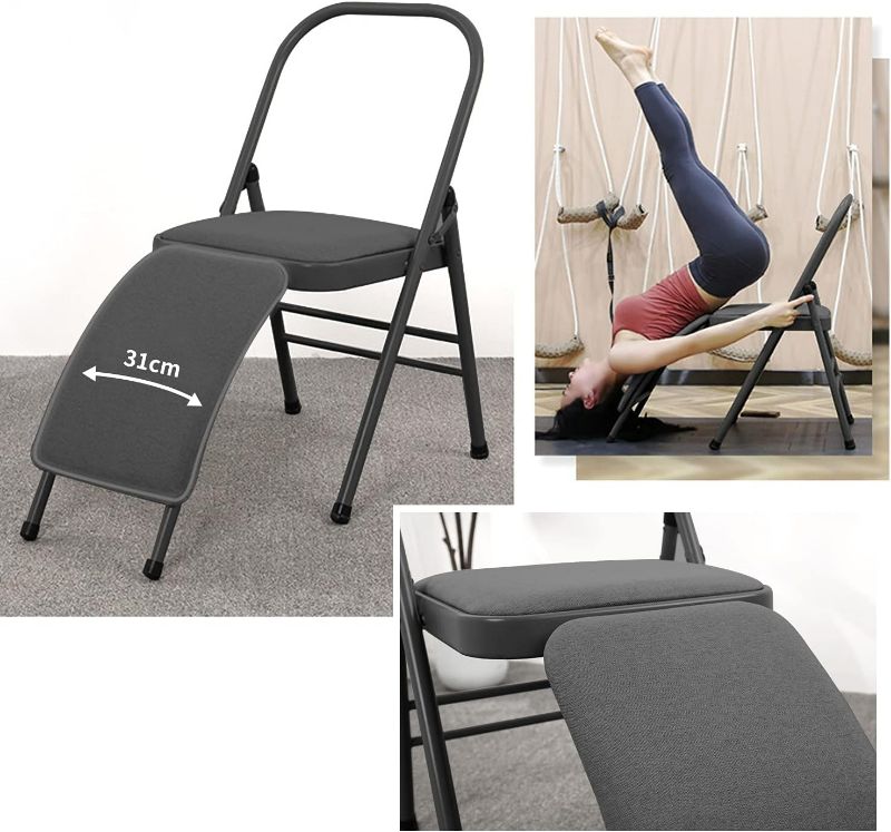 Photo 1 of Nisorpa Yoga Auxiliary Foldable Chair with Lumbar Back Support Balance Handstand Training Tool Yoga Equipment Metal Folding Chair Balance Handstand Training Tool

