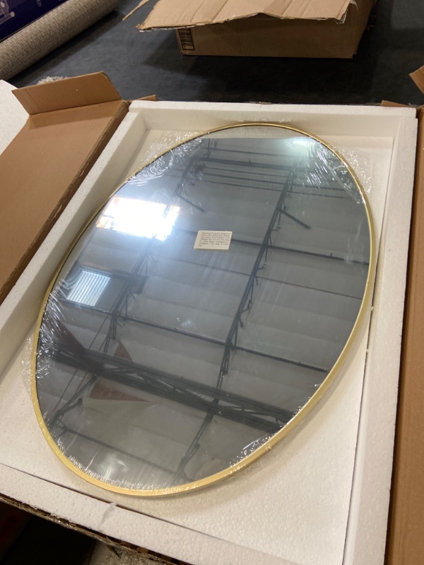 Photo 3 of (Gold) Oval Wall Mirror, 20X28 Inch Oval Mirror for Wall, Bathroom Wall Mirror, Vanity Mirror, Pill Shaped Mirror for Bathroom, Mirror Farmhouse, Anti-Rust, HD Tempered Glass, Black
