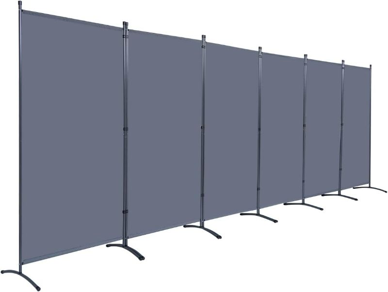 Photo 1 of Indoor Room Divider, Portable Office Divider, Convenient Movable (6-Panel), Folding Partition Privacy Screen for Bedroom,Dining Room, Study,204" W x 19.7" D x 71.3" H, Gray
