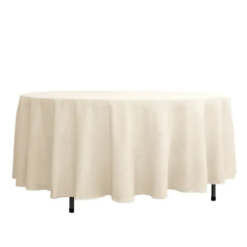 Photo 1 of 108" Beige Seamless Polyester Round Tablecloth