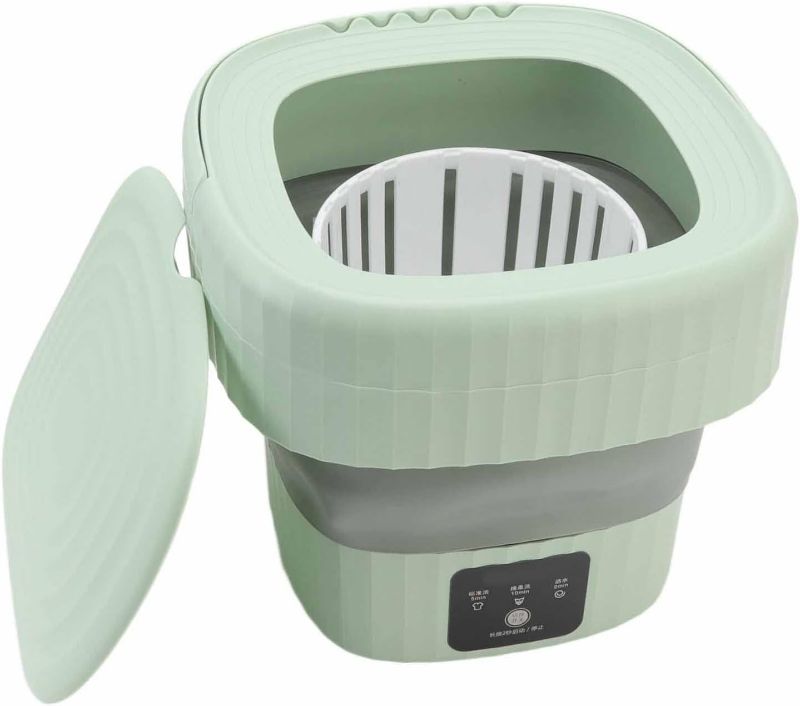 Photo 1 of Portable Washing Machine, 6L Foldable Mini Washing Machine for Underwear, Clothes Washing Machines with Drain Basket, Portable Washer, for Apartment Camping RV Personal Baby (Green)
