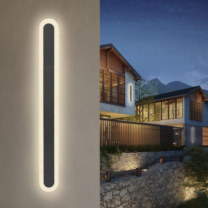 Photo 1 of 23.6in/12W Outdoor Modern Wall Light, IP65 LED Wall Sconce,Modern Long Strip Wall Lighting,Elegant Frosted Black for Outdoor/Indoor Decorative Lighting(Natural Light 4500K)
