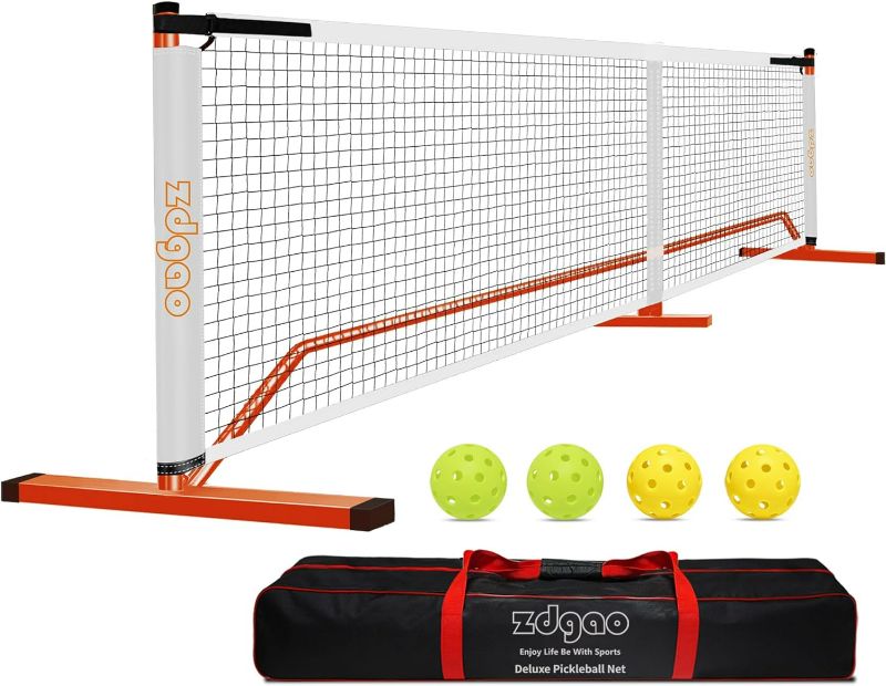 Photo 1 of Zdgao Pickleball Net for Driveway with 22FT Regulation Size Pickleball Net, 4 Outdoor Pickleballs and Carry Bag, Weather Resistance Strong Steel Frame
