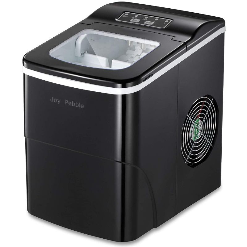 Photo 1 of Joy Pebble Portable Ice Maker Ice Machine Countertop,26lbs Bullet Ice Cube in 24H,9 Cubes Ready in 6-8 Minutes,2 Ice Sizes(S/L),Portable Ice Maker with Ice Scoop&Basket for Home/Office/Bar (Black)
