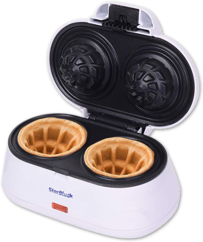 Photo 1 of Double Waffle Bowl Maker by StarBlue - White - Make bowl shapes Belgian waffles in minutes | Best for serving ice cream and fruit | Gift ideas 110V 50/60Hz 1200W
