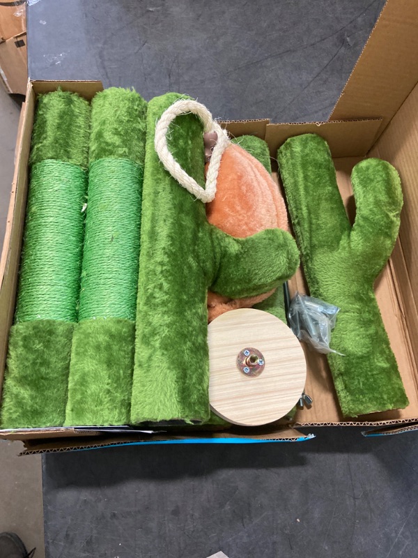 Photo 1 of PAWSCRAT Cat Tree 5-Tier Floor to Ceiling Cat Tower with Adjustable Height(89-109 Inches),Cat Tower with Cozy Hammock,Sisal Cat Scratching Post Platforms and sisal Rope for Indoor Cats Green Large
