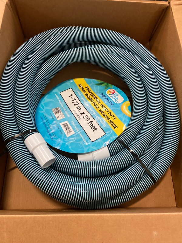 Photo 2 of U.S. Pool Supply 1-1/2" x 30 Foot Professional Heavy Duty Spiral Wound Swimming Pool Vacuum Hose with Swivel Cuff