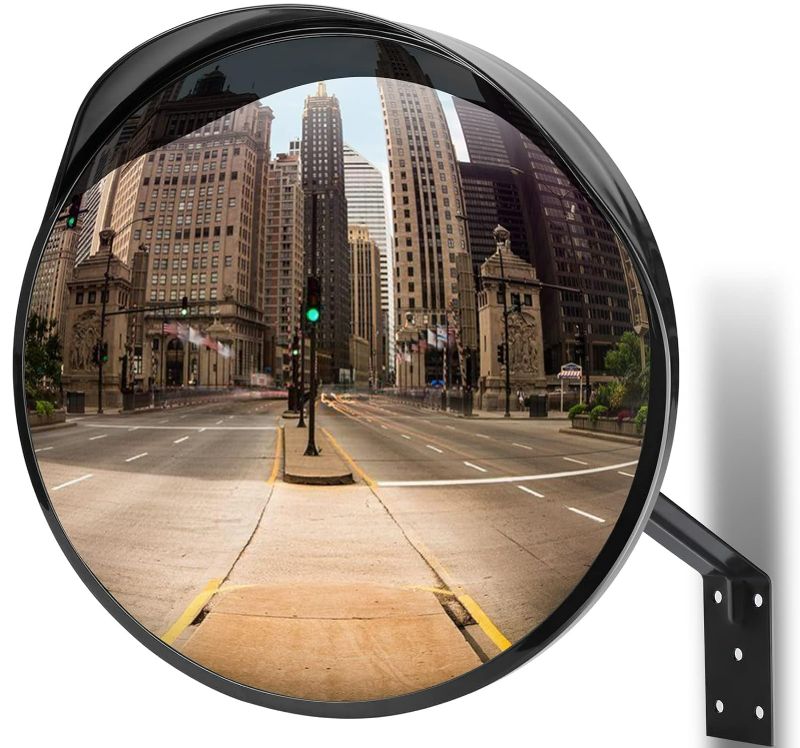 Photo 1 of 16 Inch Convex Security Mirror - Adjustable Acrylic Safety Mirror - Wide View Garage Mirror for Parking Assist Business, Traffic, Warehouse, Blind Spot, Office(Support Indoor and Outdoor)