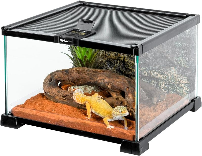 Photo 1 of REPTI ZOO Mini Reptile Glass Terrarium Tank, 12" x 12" x 8" Reptile Detachable Enclosure Habitat with Top Feeding and Screen Ventilation, 360° Full View Visually for Gecko, Snake, Turtle, Hermit Crab
