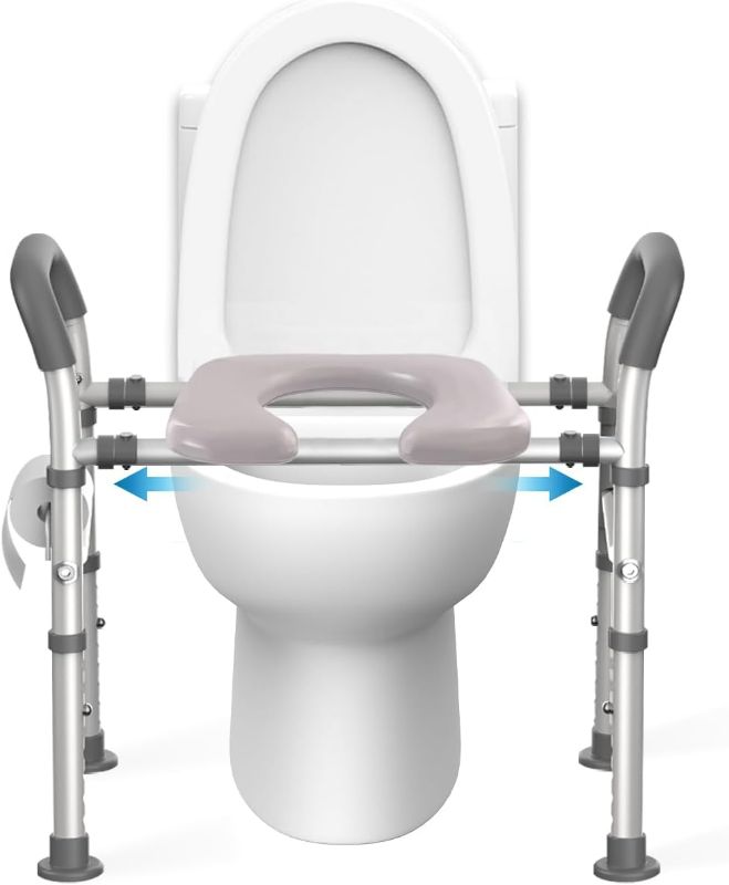 Photo 1 of Agrish Raised Toilet Seat with Handles, Width and Height Adjustable Raised Toilet Seat with Arms, Up to 350lbs, Raised Toilet Seat for Seniors, Handicap, Pregnant, Fits Any Toilet

