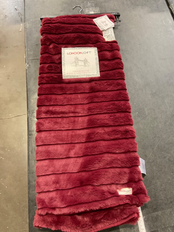 Photo 2 of (Burgandy) LondonLoft Reversible Plush Throw Blanket 50" x 70"