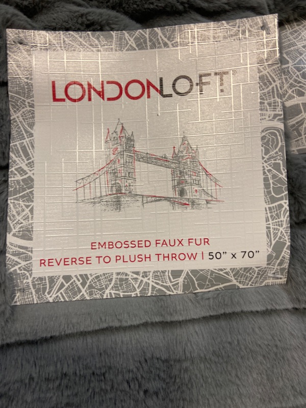 Photo 3 of (Grey) LondonLoft Reversible Plush Throw Blanket 50" x 70"