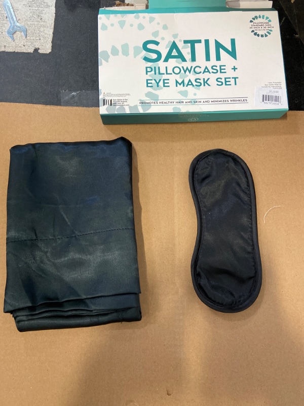 Photo 2 of Satin Pillowcase & Eye Mask Set (Black)