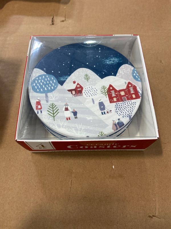 Photo 1 of 4 Pc Ceramic Coaster Set ( Let It Snow) Christmas Decor