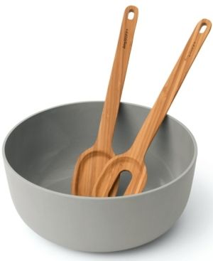Photo 1 of BergHOFF Leo Collection 3-Pc. Salad Bowl Set with Bamboo Servers - Gray
