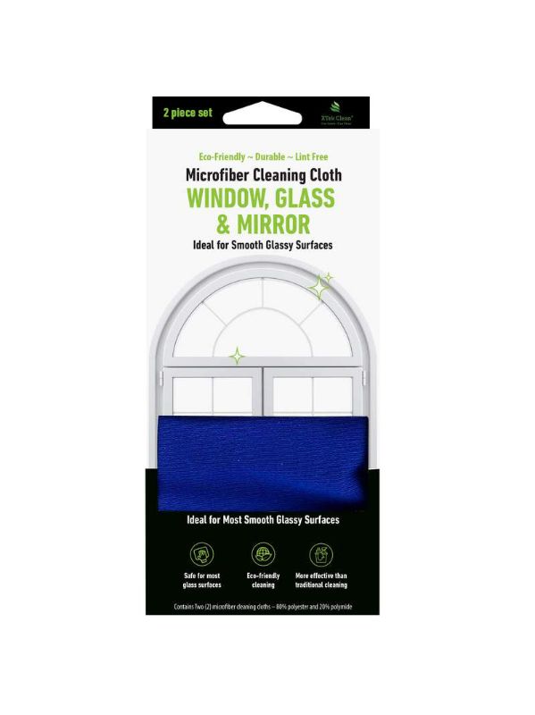 Photo 1 of XTek Clean XT-1008 Window Glass & Mirror Cleaning Cloths Blue - 2 Piece
