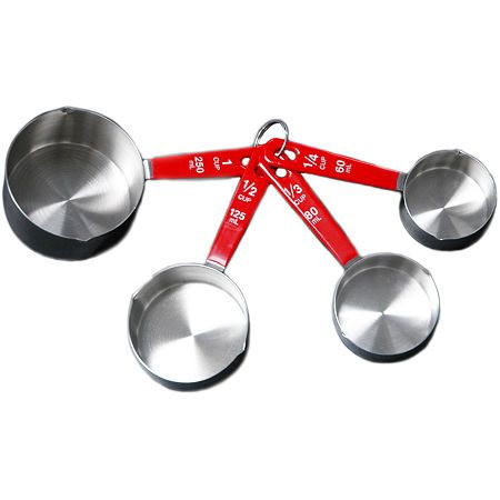 Photo 1 of BergHOFF Set of 4 Measuring Cups - Stainless Steel/ Red
