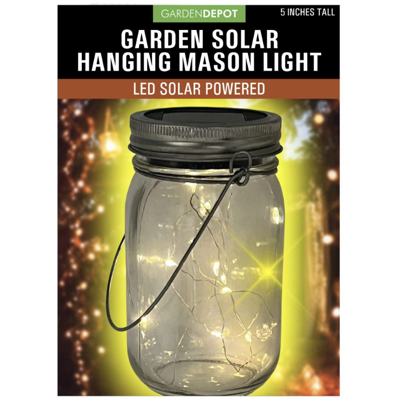 Photo 1 of 3 Pack Hanging Glass Jar Filled with Solar Power Twinkle Lights
