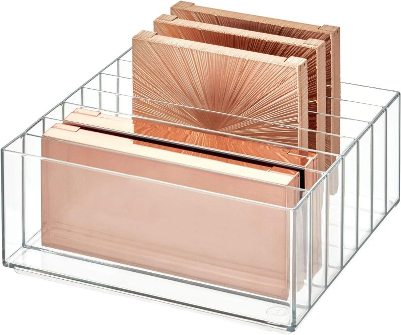 Photo 1 of iDesign 42870 Clarity BPA-Free Plastic Divided Wide Makeup Palette Organizer, 8.1" x 8.1" x 3.7"
