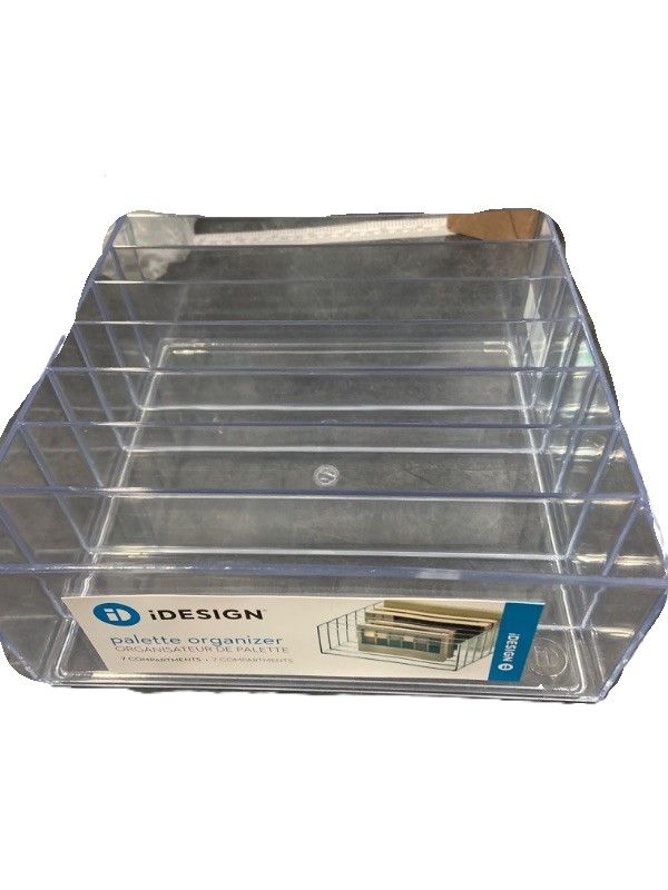 Photo 2 of iDesign 42870 Clarity BPA-Free Plastic Divided Wide Makeup Palette Organizer, 8.1" x 8.1" x 3.7"
