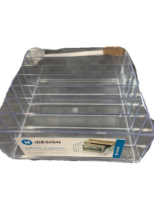 Photo 2 of iDesign 42870 Clarity BPA-Free Plastic Divided Wide Makeup Palette Organizer, 8.1" x 8.1" x 3.7"
