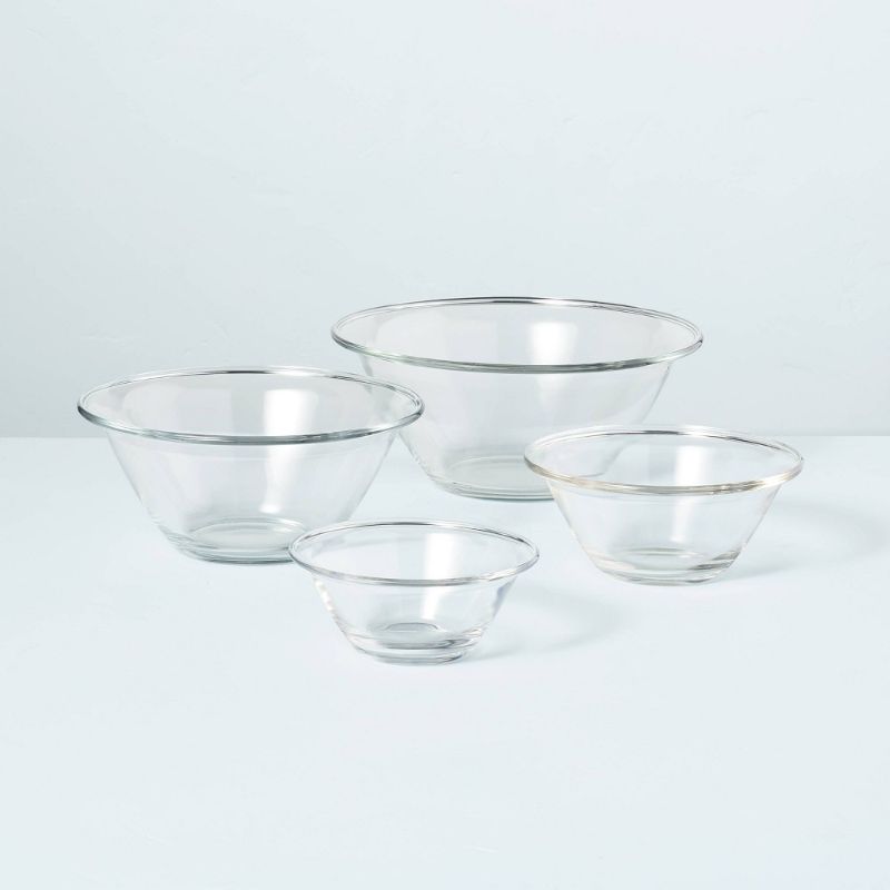 Photo 1 of 4pc Glass Mixing Bowl Set Clear - Hearth & Hand™ with Magnolia
