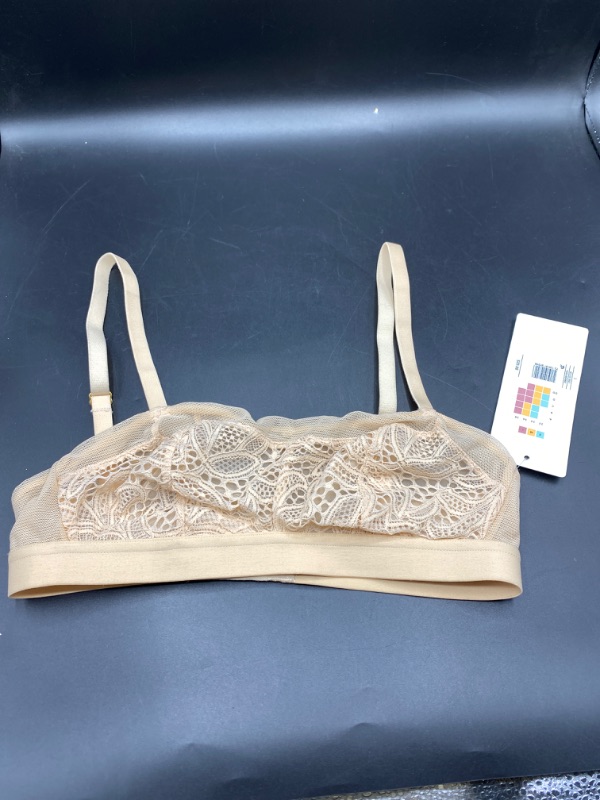 Photo 2 of All.You.LIVELY Women's Bralettes Toasted - Toasted Almond Lined the Straight up Palm Lace Bralette - Women
