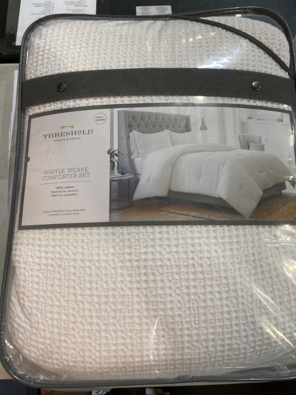 Photo 2 of Full/Queen Washed Waffle Weave Comforter Set White - Threshold™
