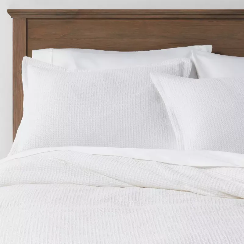 Photo 1 of Full/Queen Washed Waffle Weave Comforter Set White - Threshold™
