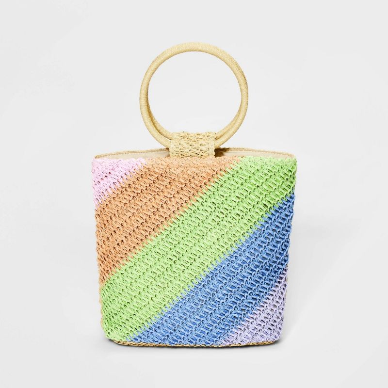 Photo 1 of Girls' Striped Paper Straw Tote Bag - Art Class™