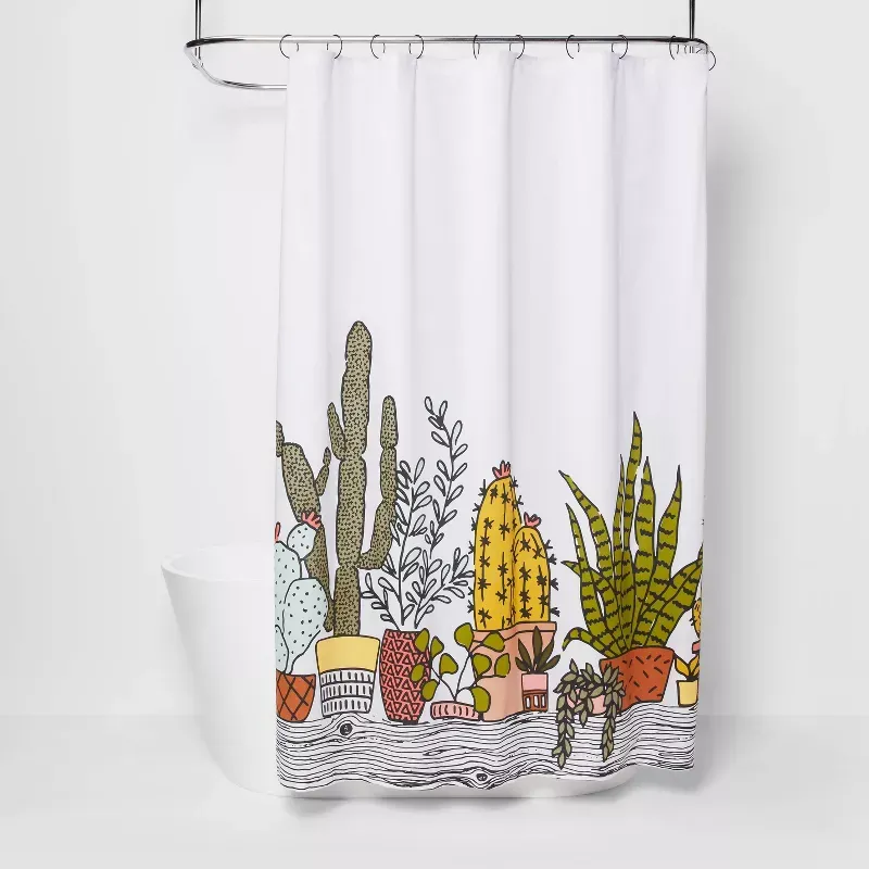 Photo 1 of Plants Print Shower Curtain Green - Room Essentials™
