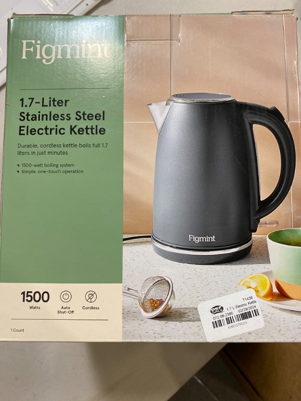 Photo 2 of 1.7 L Electric Kettle with Thin Chrome Trim Band - Painted Stainless Steel - Figmint™
