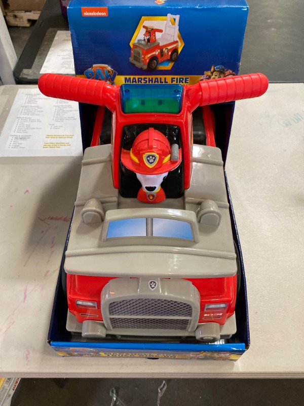Photo 2 of Nick Jr. Paw Patrol Marshall Fire Truck Kids' Ride-on with Lights, Sounds, Storage and Walking Bar
