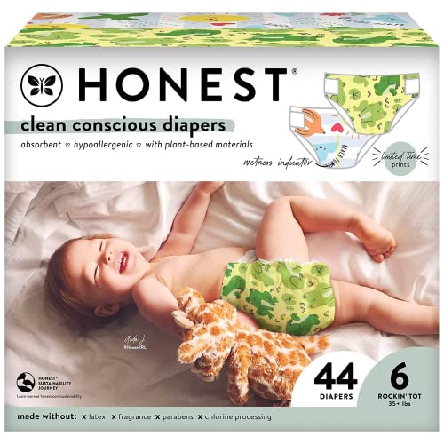 Photo 1 of The Honest Company Clean Conscious Diapers | Plant-Based, Sustainable | Spring '23 Limited Edition Prints | Club Box, Size 6 (35+ Lbs), 44 Count
