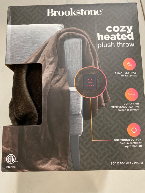 Photo 2 of 50"x60" Cozy Heated Throw Blanket Deep Brown - Brookstone
