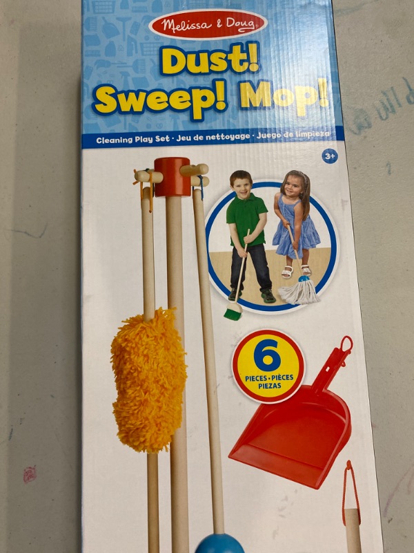 Photo 2 of Melissa & Doug Dust! Sweep! Mop! 6-Piece Pretend Play Cleaning Set - FSC-Certified Materials
