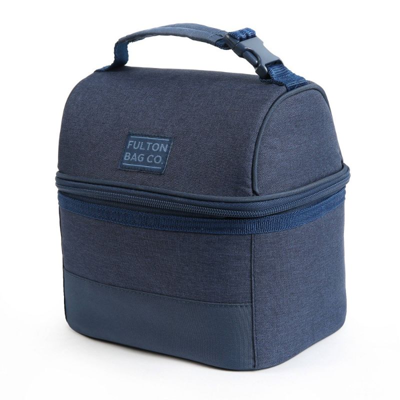 Photo 1 of Fulton Bag Co. Thermal Insulated Zippered Lunch Bag Box (Upright) Hardbody Sturdy (Modern Daisy Blue)
