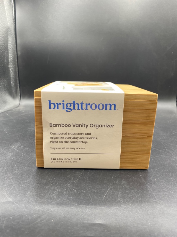 Photo 2 of 6" X 6" X 4" Square Swivel Hinge Bamboo Countertop Organizer - Brightroom™
