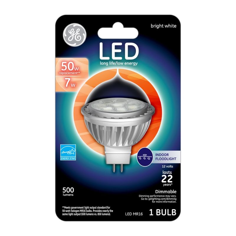 Photo 1 of GE MR16 Bi-Pin LED Bulb Bright White 50 Watt Equivalence 1 Pk
