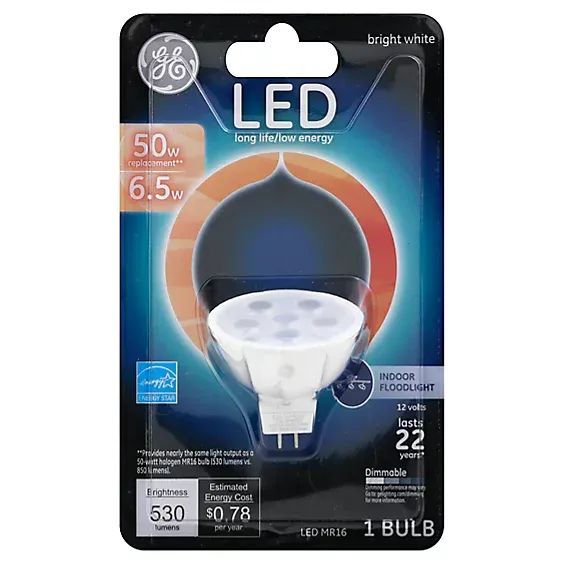 Photo 1 of GE MR16 Bi-Pin LED Bulb Bright White 50 Watt Equivalence 1 Pk
