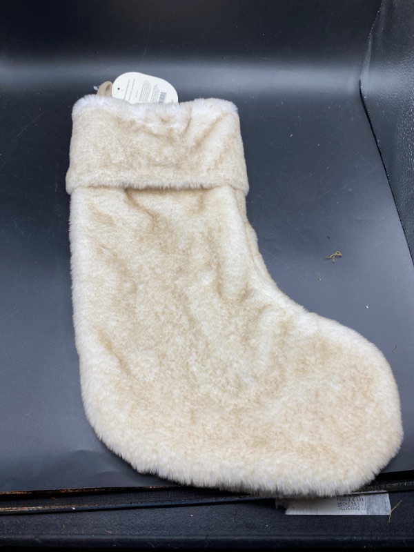 Photo 2 of 20" Threshold Target Christmas Stocking Faux Fur Plush Cream Tan Cabin Farmhouse 