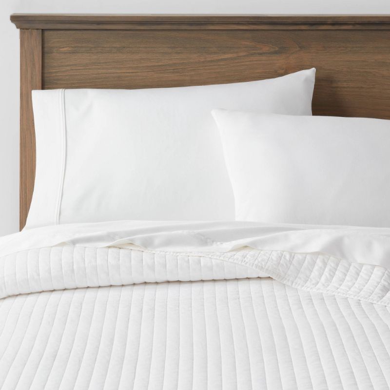 Photo 1 of Full/QueenWashed Cotton Sateen Quilt White - Threshold™
