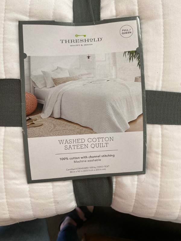 Photo 2 of Full/QueenWashed Cotton Sateen Quilt White - Threshold™
