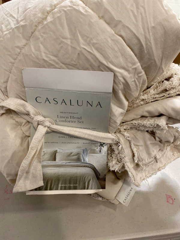 Photo 2 of King/California King Heavyweight Linen Blend Comforter & Sham Set Natural - Casaluna™
