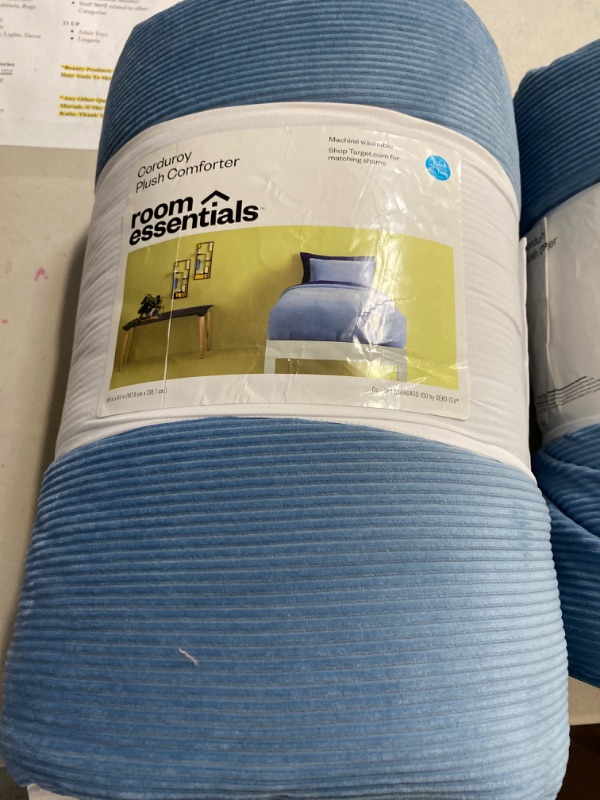 Photo 2 of Twin/ Twin Extra Long Corduroy Plush Comforter Blue - Room Essentials™
