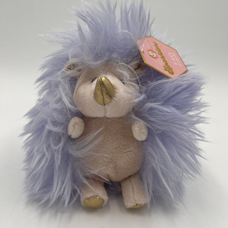 Photo 1 of NWT 6” FAO Schwartz Sparklers Purple & Gold Furry Hedgehog Plush Stuffed Animal
