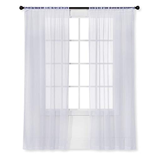 Photo 1 of 1pc 40"x63" Sheer Crinkle Window Curtain Panel White - Room Essentials™
