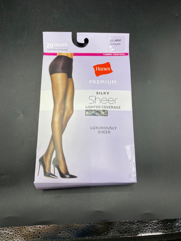 Photo 2 of Hanes Premium Women's Silky Sheer Control Top Pantyhose - Off Black 2X
