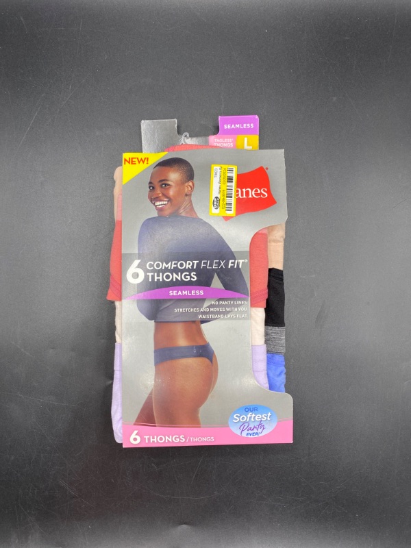 Photo 2 of Hanes Women S Comfort Flex Fit Seamless Thong Underwear 6-Pack- size large
