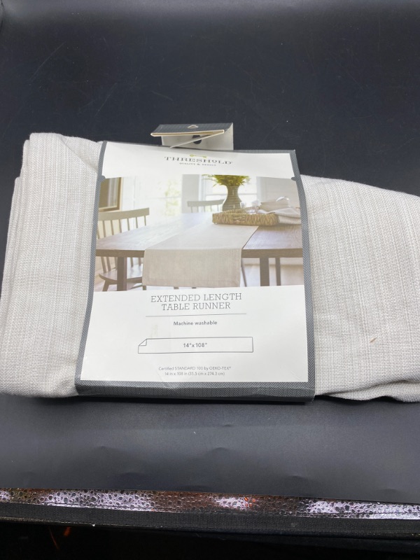 Photo 2 of Fall Classic 108 X 14 Modern Stone Cotton Solid Table Runner
